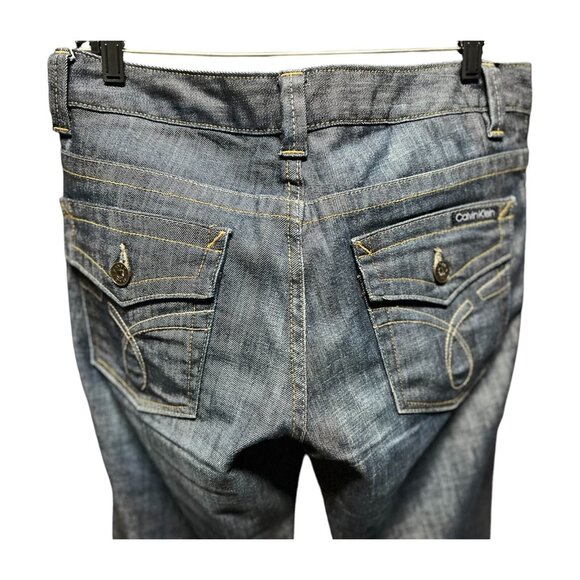 Awesome Calvin Klein Jeans Straight Women's 12 Blue Dark Wash Denim Lean Bootcut - Picture 4 of 11